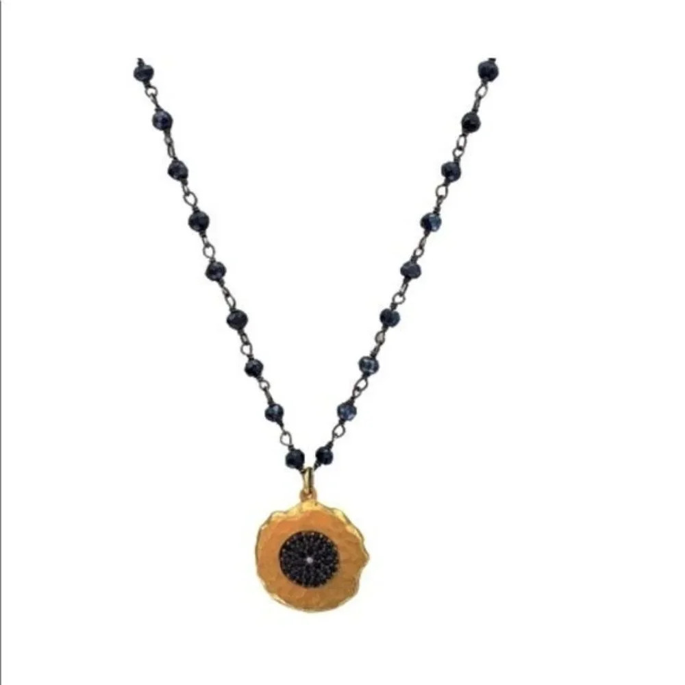 Crystal Gold Tone Pendant 16" Spinel Chain Necklace